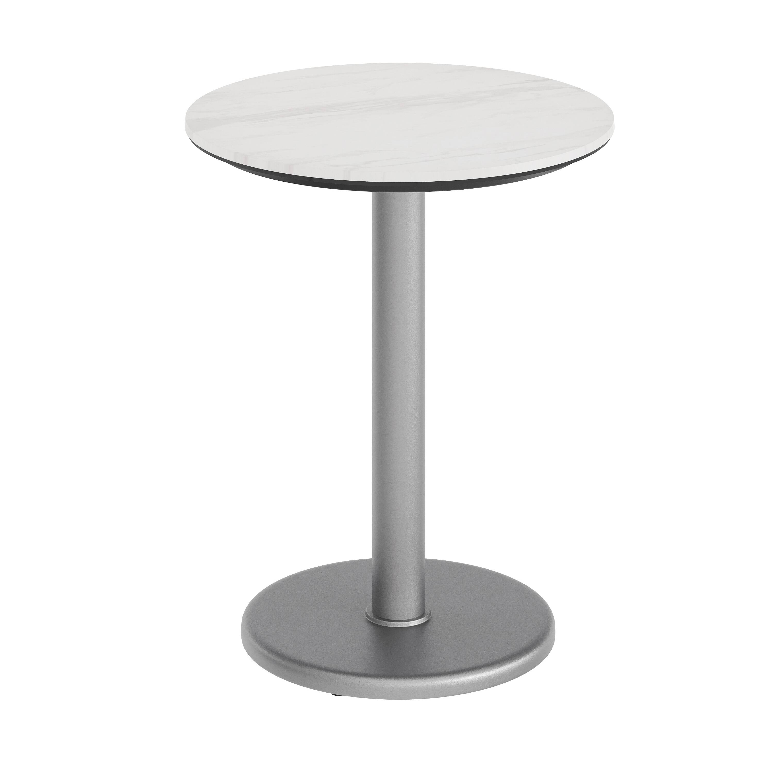 White Faux Marble/Silver Base