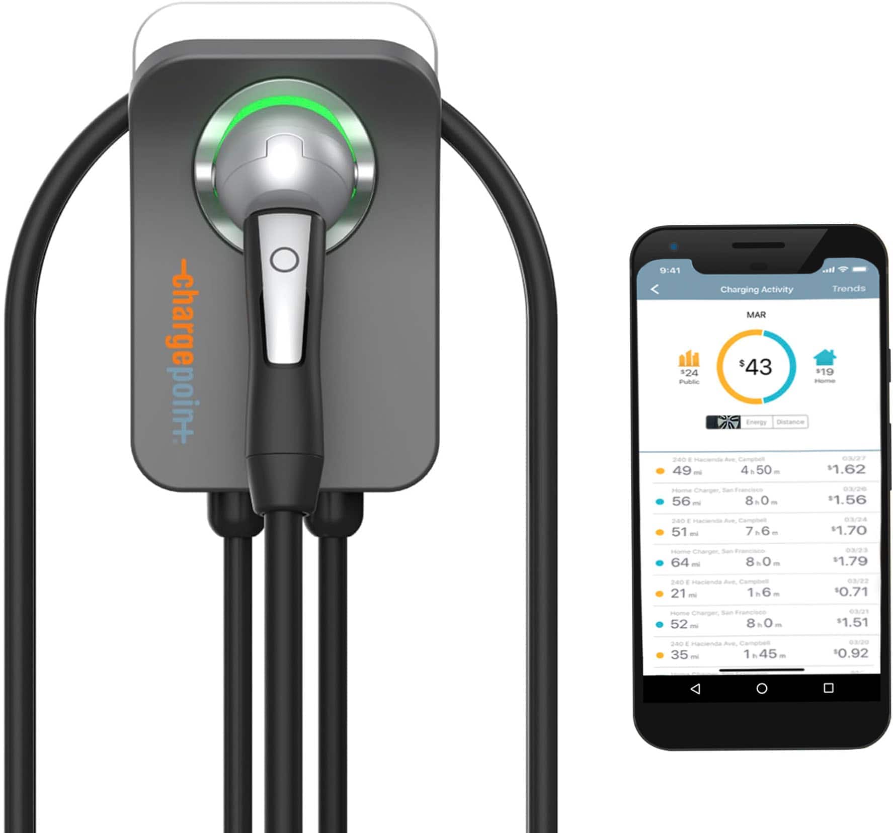 Charge Point - Home Flex Level 2 WiFi NEMA 14-50 Plug Electric Vehicle EV Charger - Gray - Front_Zoom