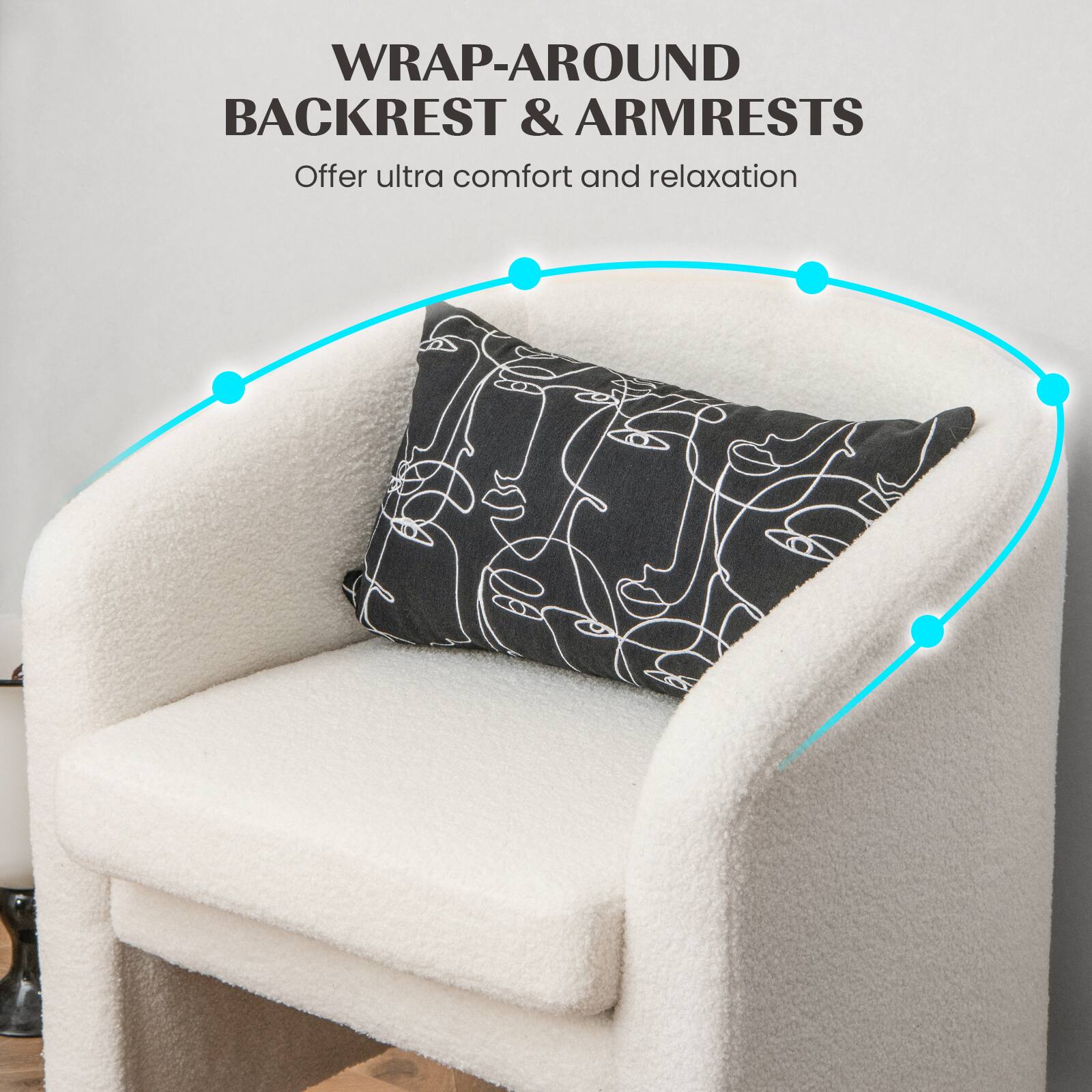Wrap-Around Backrest & Armrests Offer Ultra Comfort and Relaxation