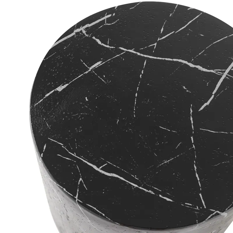 Alt View 3. LeisureMod - Ramble Cylindrical Side Table, Weather Resistant Fiberstone Modern Accent Table - Indoor/Outdoor - Black Marble.