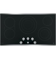 GE Profile - 36" Built-In Electric Cooktop - Stainless Steel on Black - Front_Zoom