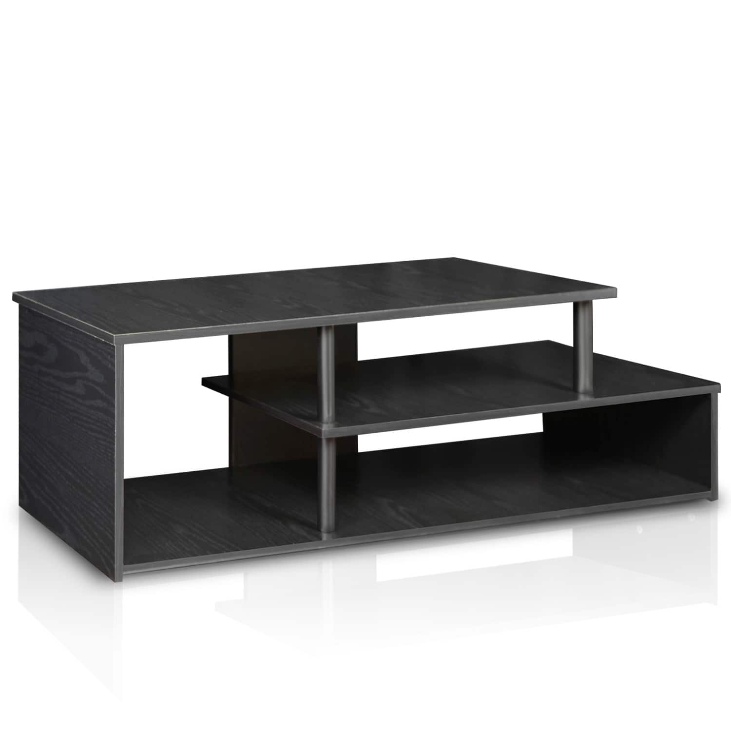 Furinno - Econ Low Rise TV Stand, TV Entertainment Center - Black/Black