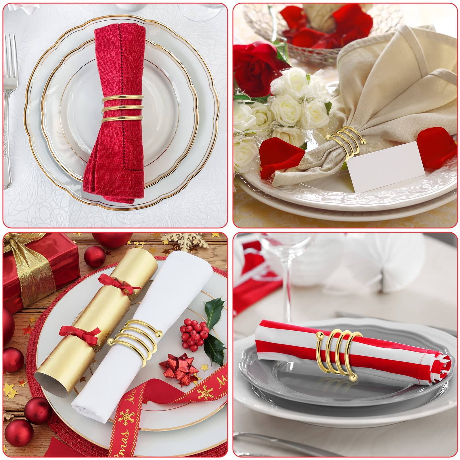 Alt View 3. Paradigms Interiors - 50 Napkin Rings Metal Spiral Round Holders Buckles Diy Cloth Holder For Christmas Thanksgiving Wedding Rece... - Default.
