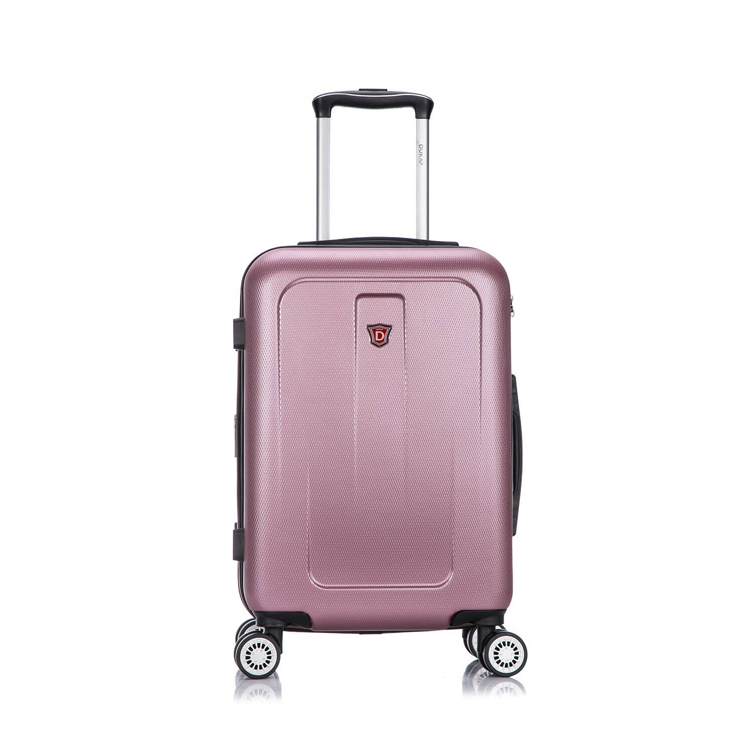 Angle. DUKAP - Crypto Lightweight Hardside Spinner Luggage 20" carry-on - ROSE GOLD.