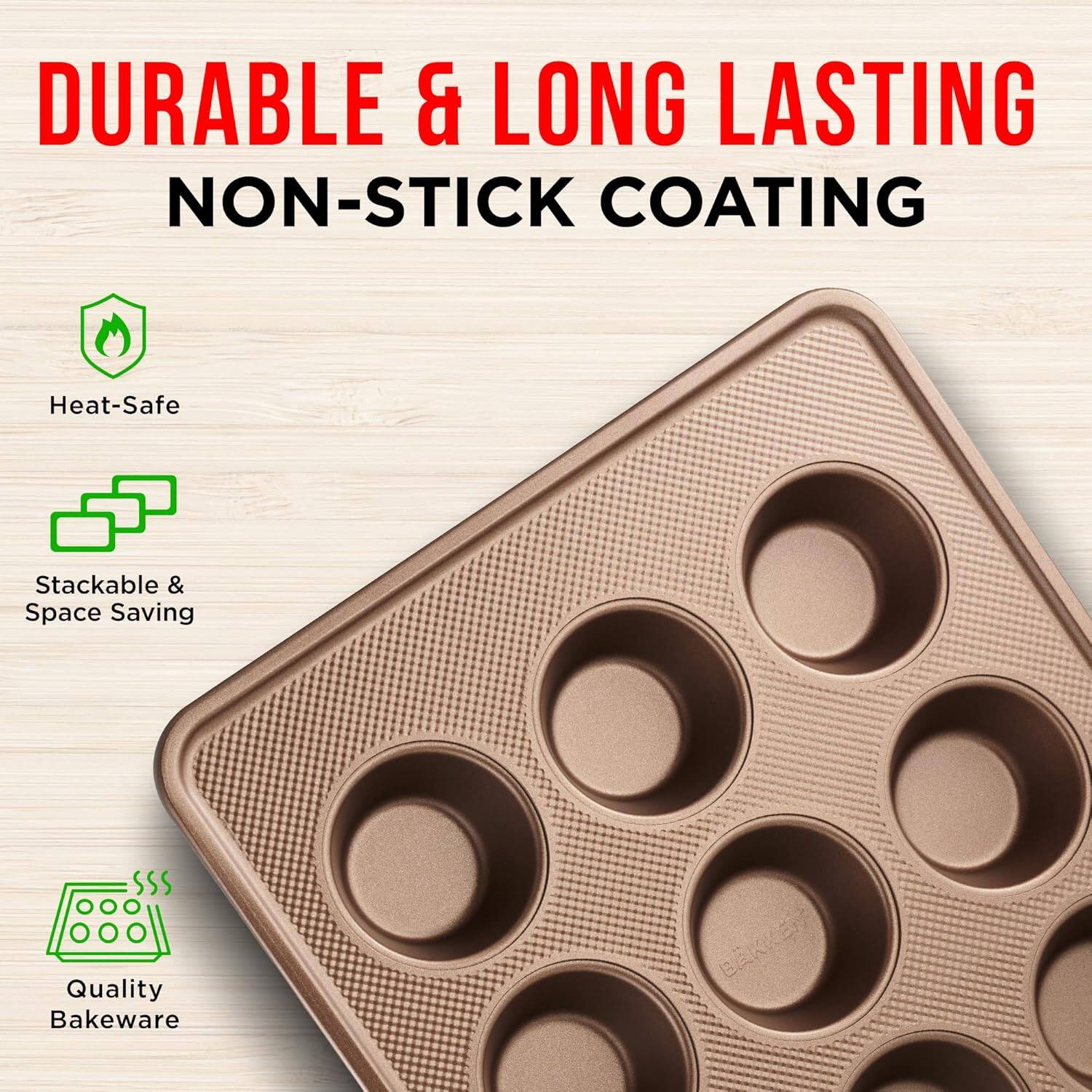 DURABLE & LONG LASTING NON-STICK COATING
Heat-Safe
Stackable & Space Saving
SSS
Quality Bakeware
BAKKE