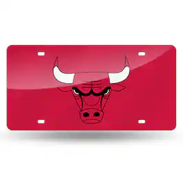 Rico Industries - Chicago Bulls NBA Red Mirrored Laser Cut License Plate Laser Tag - Multi