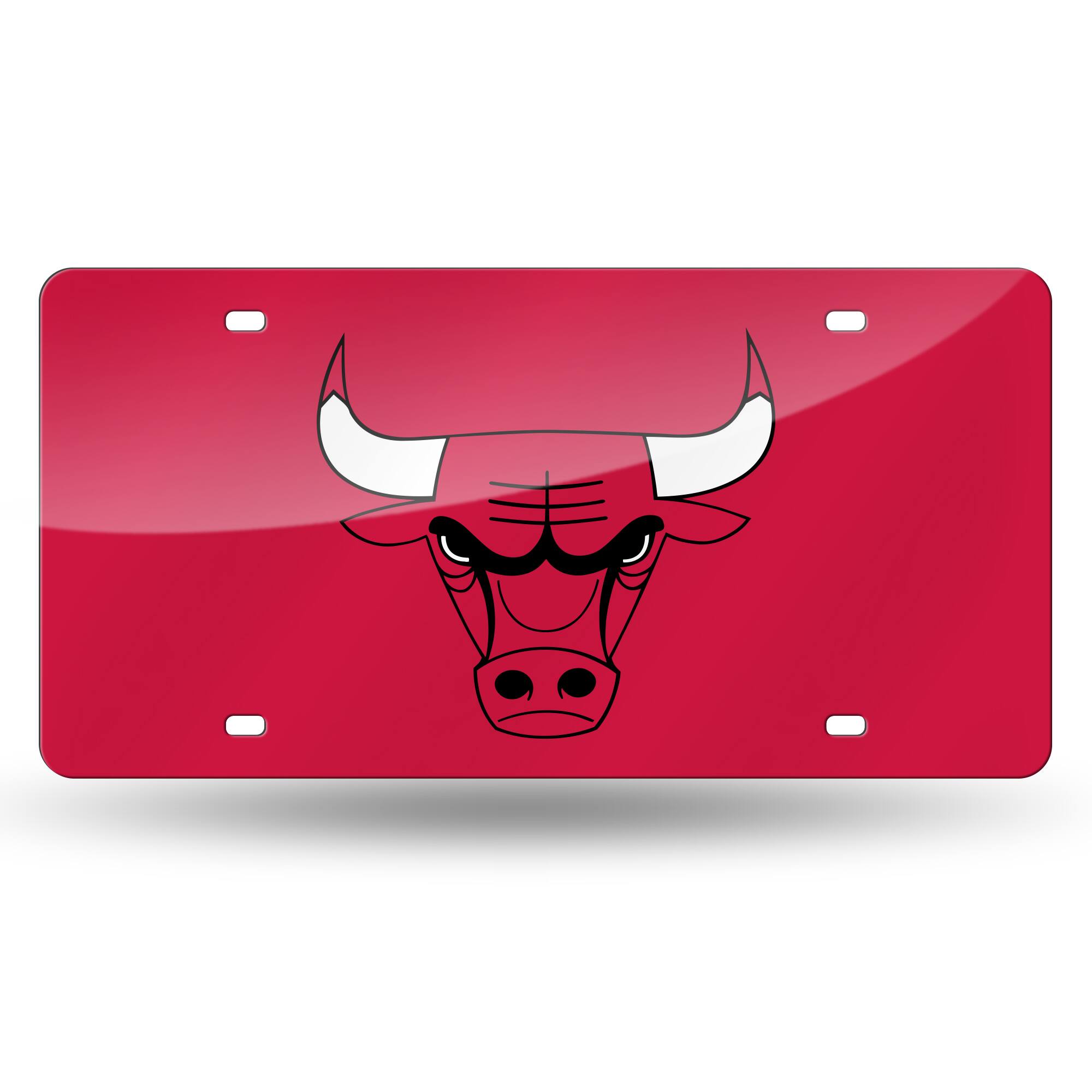 Chicago Bulls NBA Red Mirrored Laser Cut License Plate Laser Tag