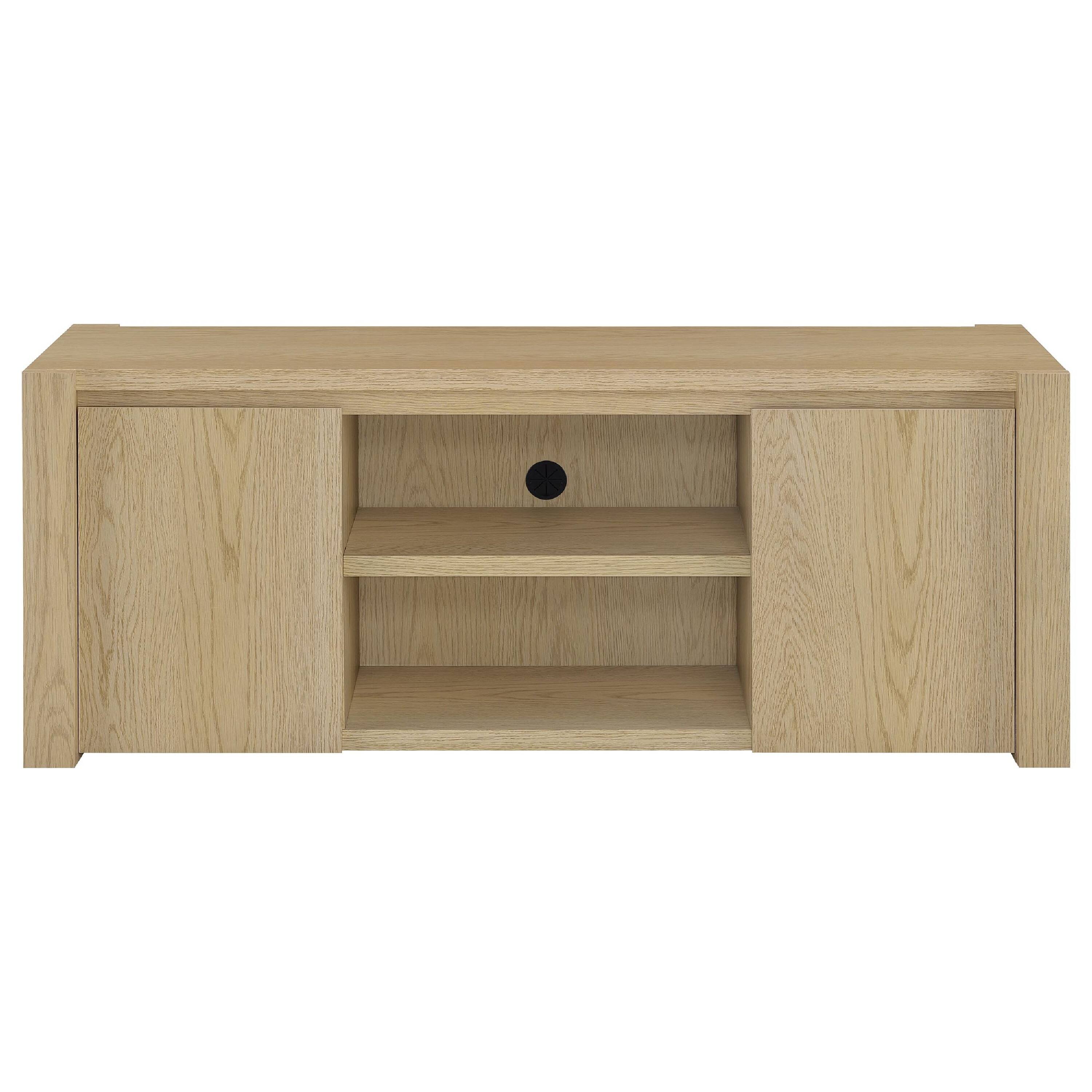 Alt View 4. Manhattan Lane - Laury TV Stand Media Console with Open Shelves, Light Oak Wood 60 Inch - Light Oak Brown.
