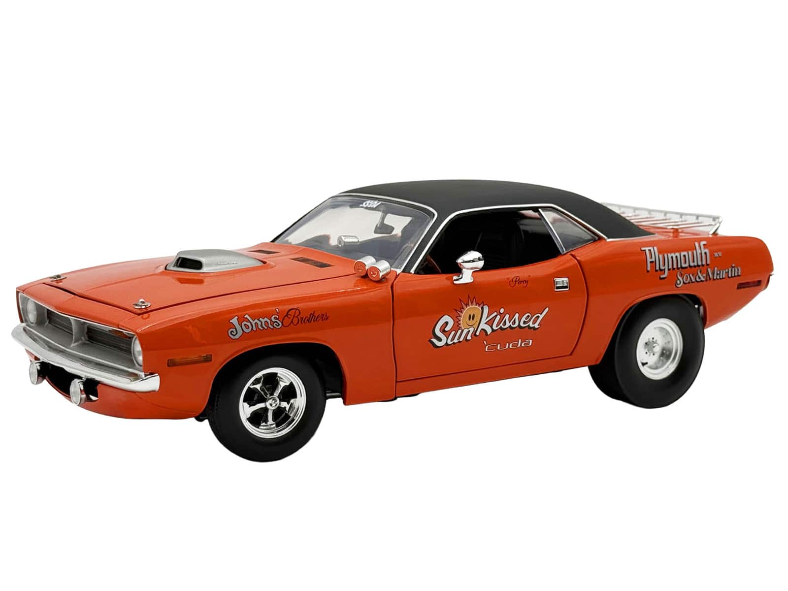 1970 Plymouth HEMI Cuda Vitamin C Orange with Black Vinyl Top Limited Edition to 444 pieces 1/18 Model Car by ACME