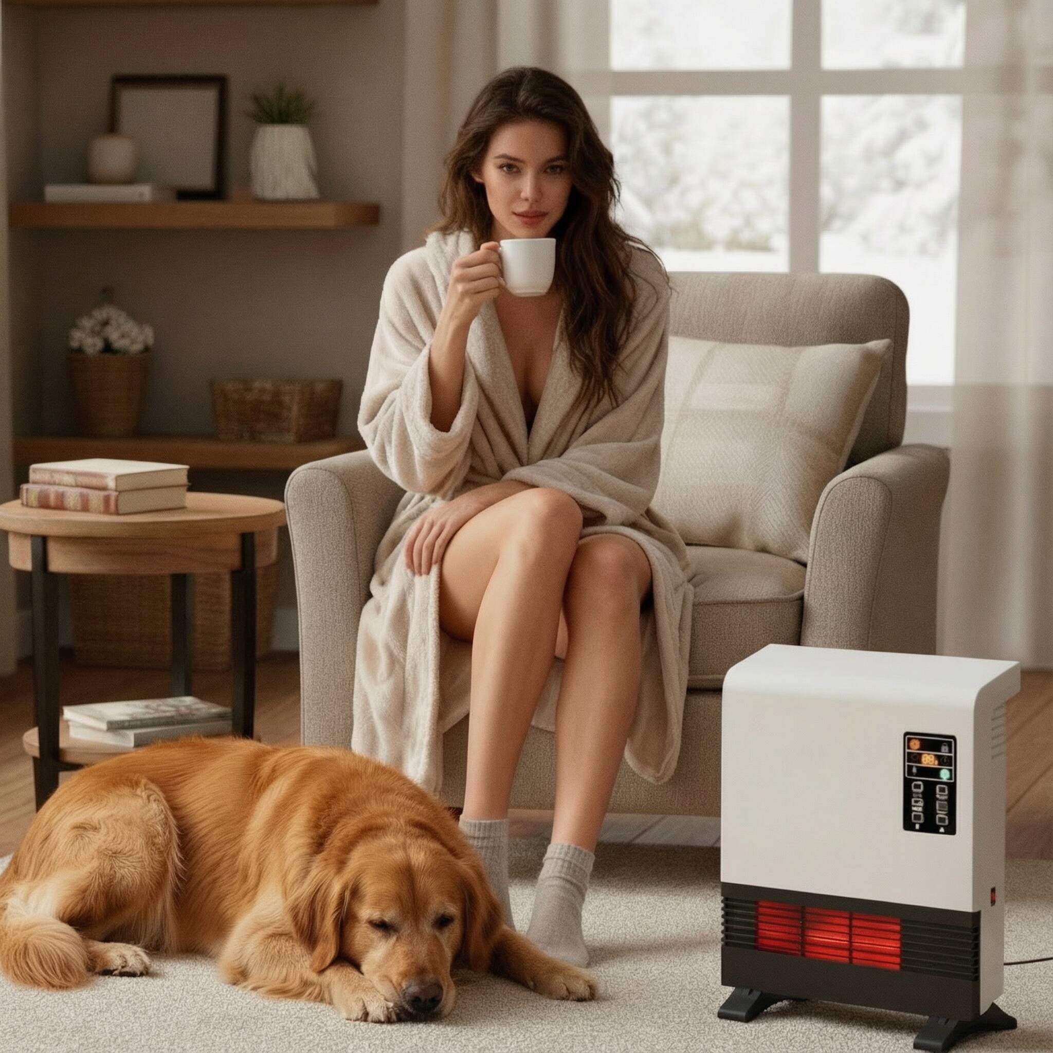 Angle. Airo Comfort - Electric Space Heater Wall-Mounted and Standing Infrared Room Heater in White - White.