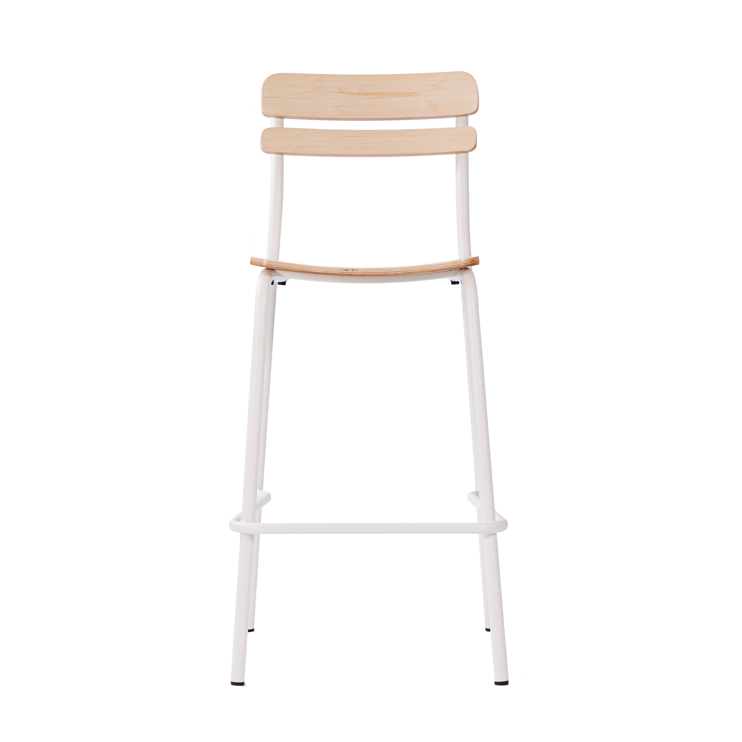 Alt View 8. Emma + Oliver - Blanchard Bar Stool with Metal Frame and Solid Wood Seat and Back with Antique Finish - Antique White.