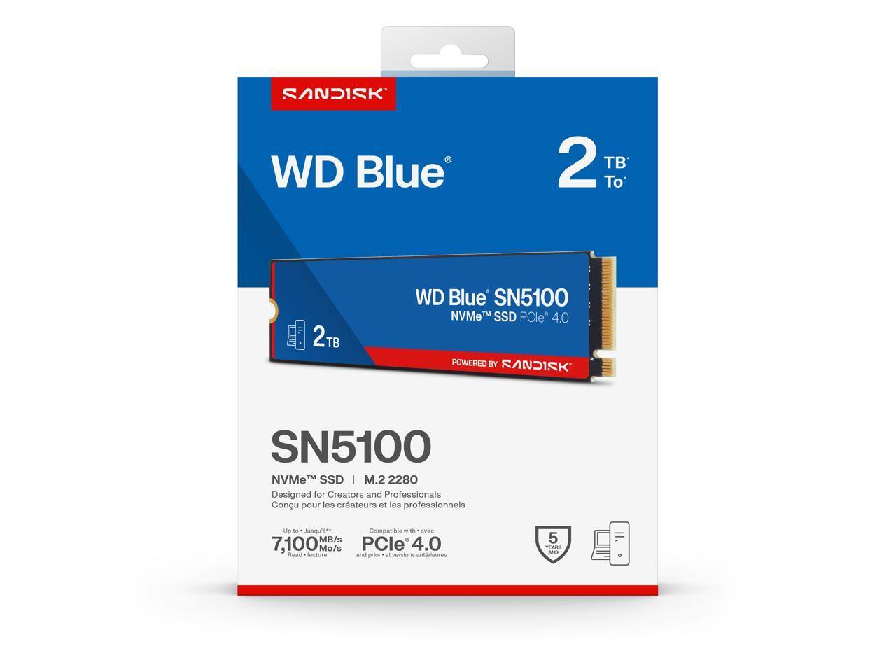 【M.2 SSD】2TB WD BLUE SN5100 Amazon.com: WD Blue SN5100 2TB NVMe SSD - M.2 2280, PCIe Gen 4.0