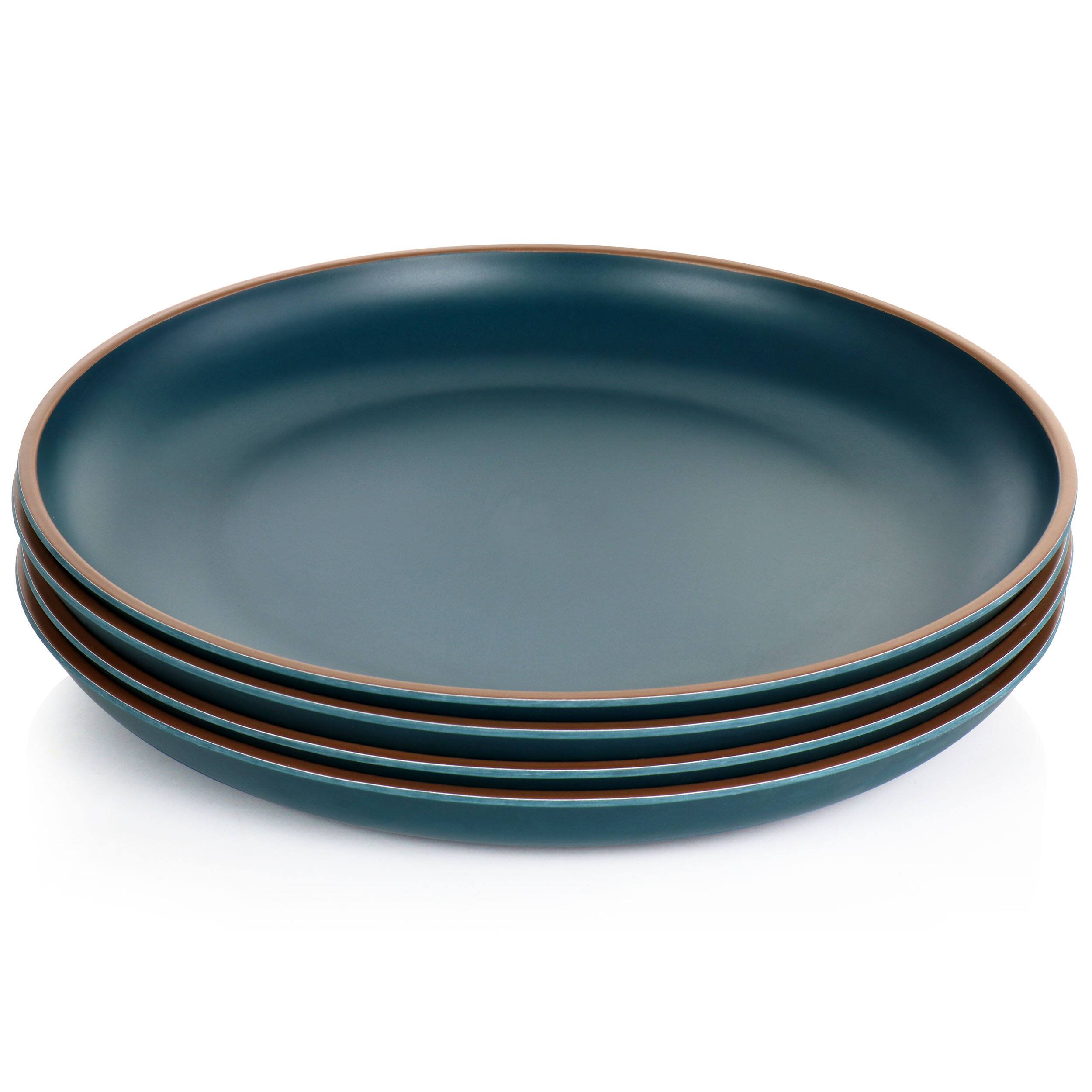 Alt View 1. Gibson - Gibson Home Rockabye 4 Piece Melamine Dinner Plate Set in Dark Teal - Blue.