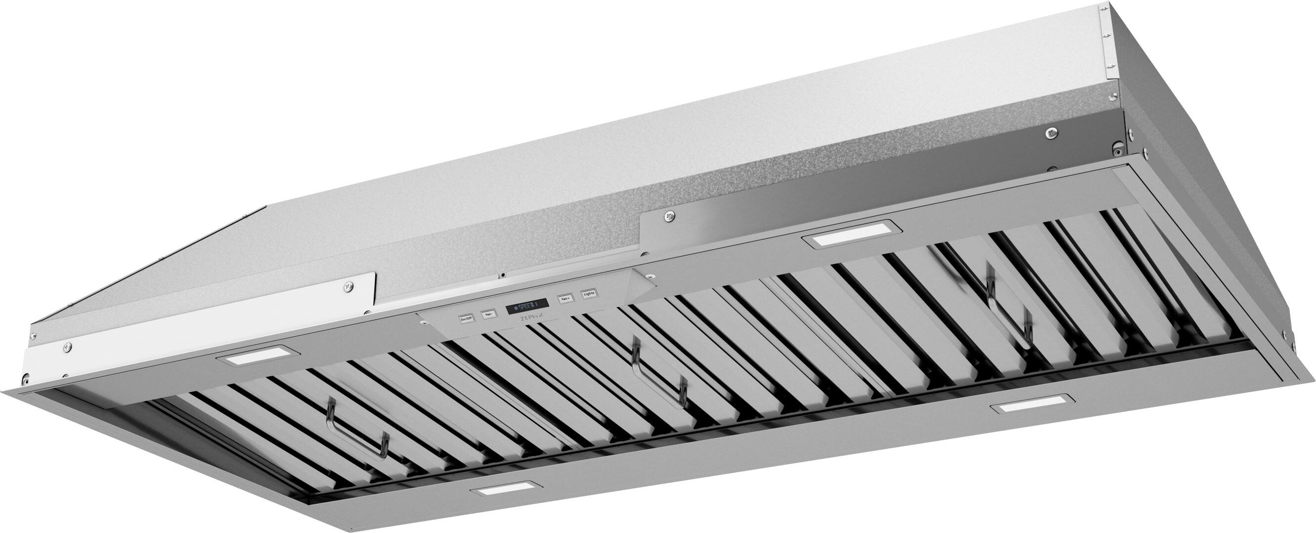 Angle. Zephyr - Monsoon II 60 in. 650 CFM Insert Mount Range Hood with LED Light - Stainless Steel.