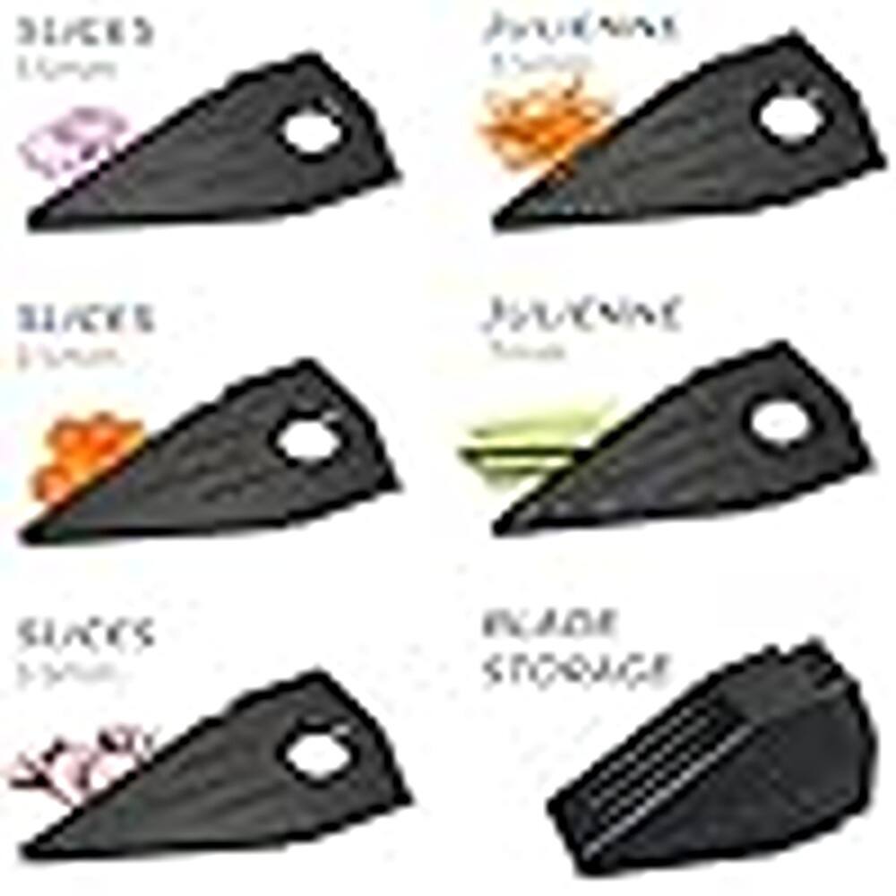 Sure, here is the corrected and grouped text from the image:

- SLICES
  - Lemon
  - Carrot
  - Cucumber

- JUICING
  - Carrot
  - Cucumber

- SLICES
  - Onion

- BLADE STORAGE