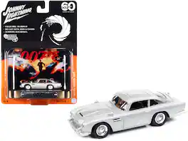 Aston Martin DB5 RHD Silver Met. 007 James Bond "GoldenEye" 1995 Movie w/Tin Display 1/64 Model Car by Johnny Lightning
