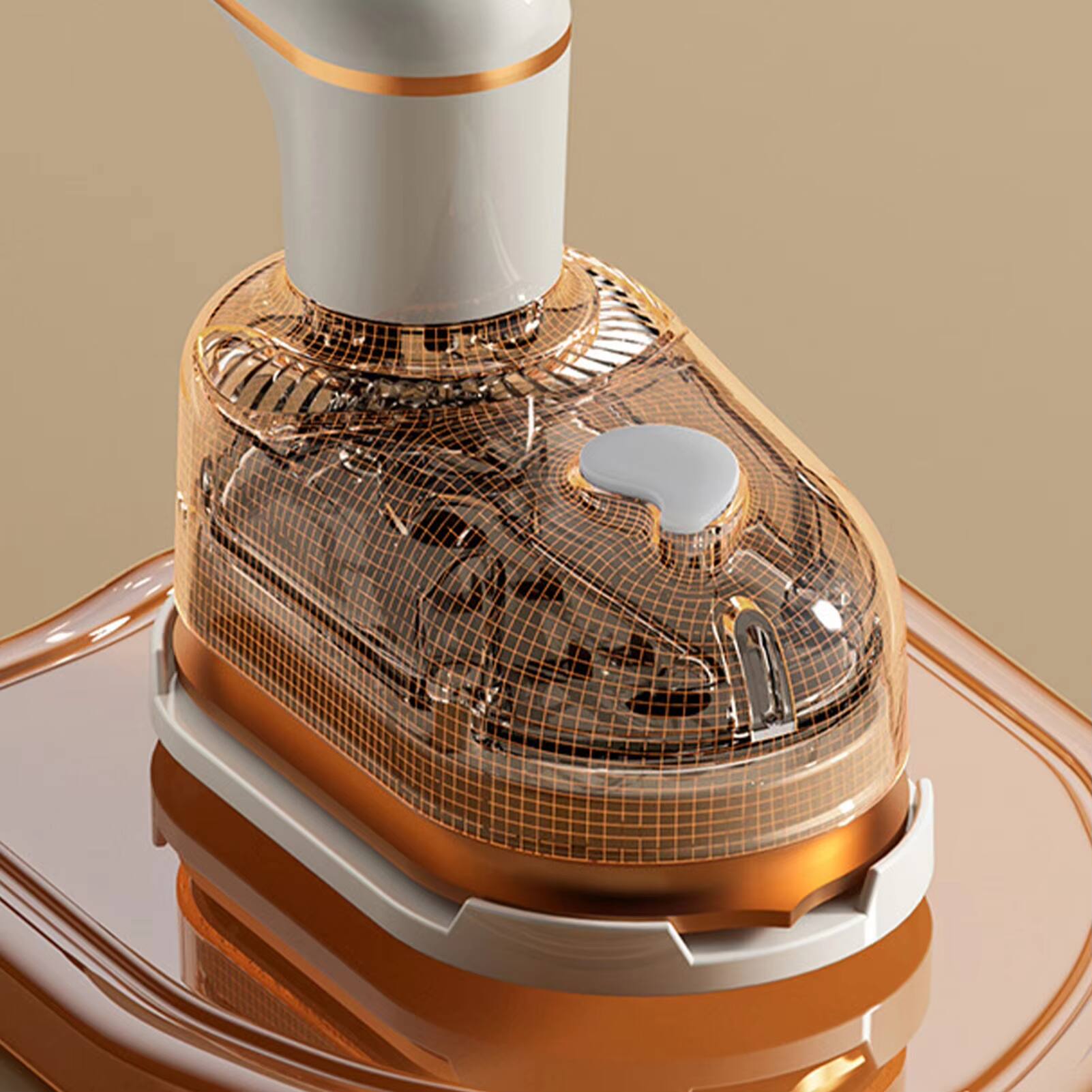 Angle. Luckbyte - 1000W Fast Heating Mini Portable Garment Steamer for Travel Home and Office Anti Scald Base - White.