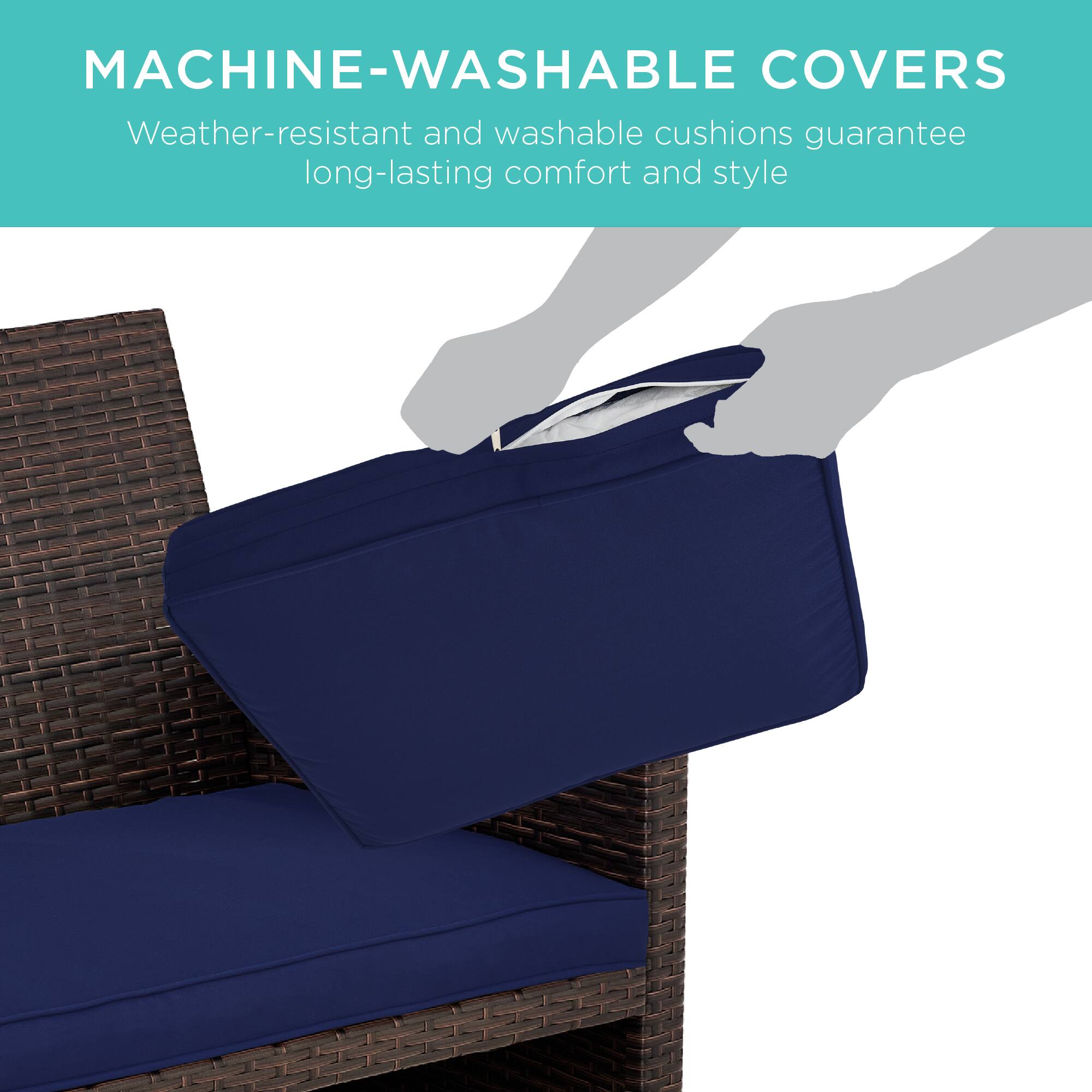 MACHINE-WASHABLE COVERS

Weather-resistant and washable cushions guarantee long-lasting comfort and style