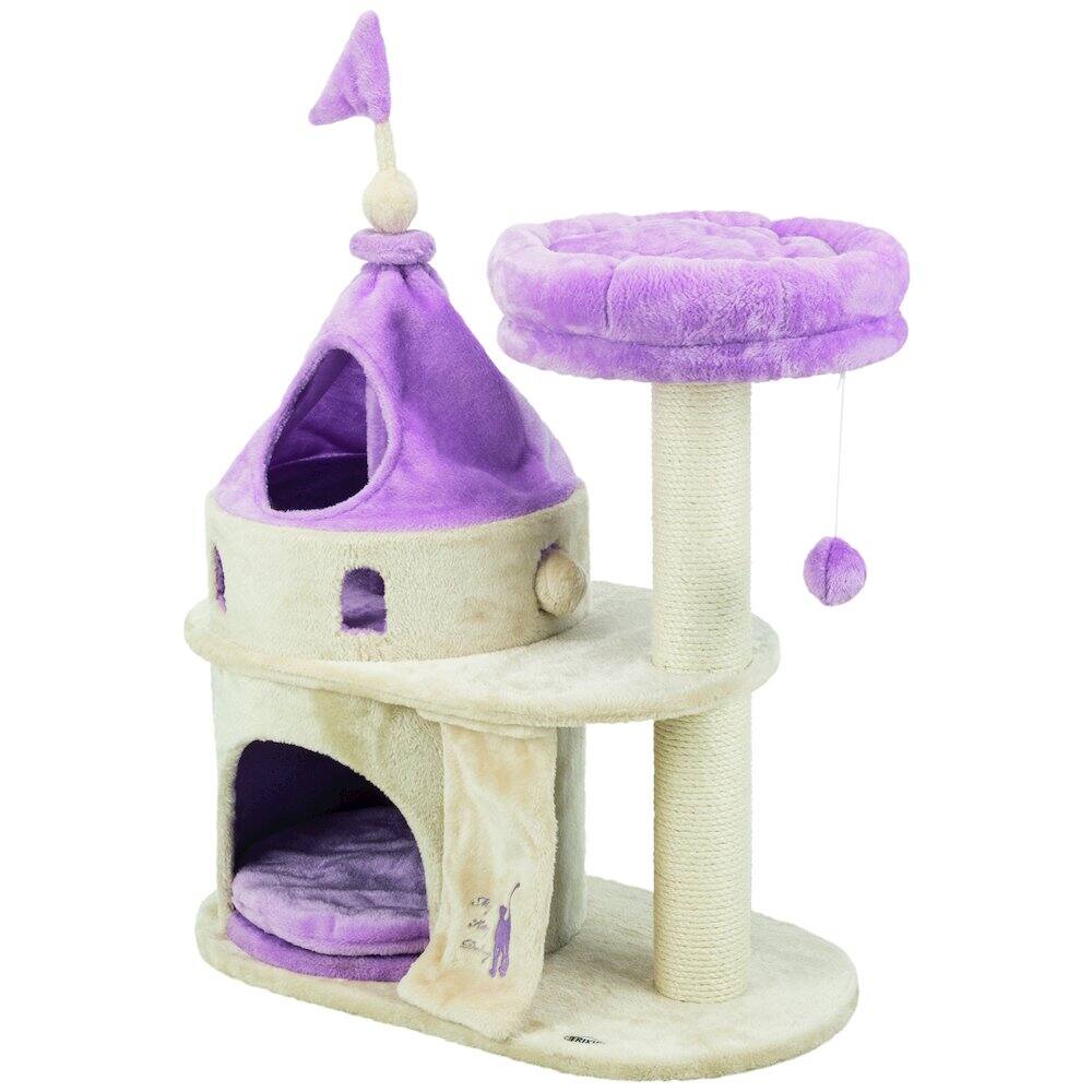 Back. TRIXIE - My Kitty Castle Plush Cat Tree, Sisal Scratching Posts, Rustling Fabric - Beige.