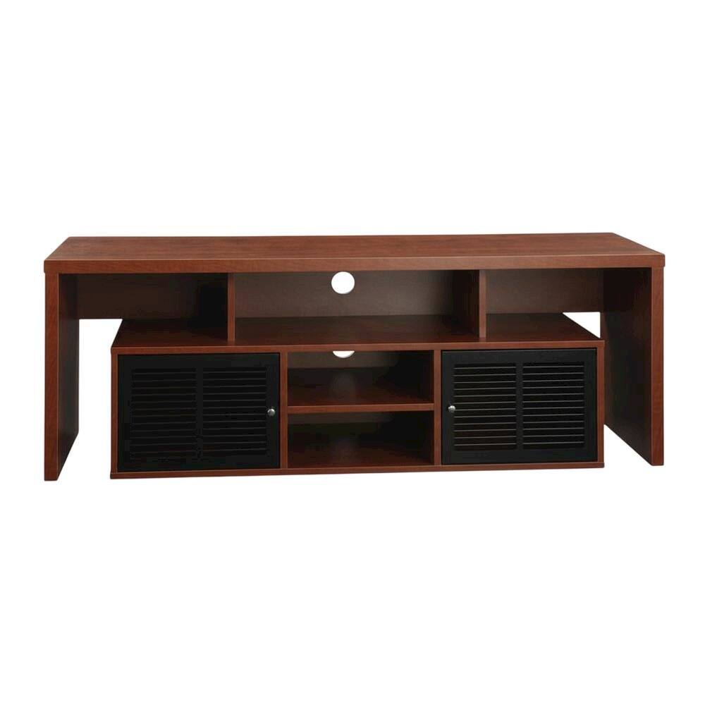 Alt View 3. FurniFact - Cherry wood TV stand with melamine veneer and ample storage space - Brown.