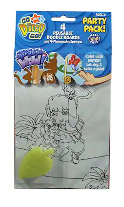 Red - Go Diego Go Party Pack - 4 Reusable Doodle Boards and 4 Fingerpaint Sponges - Multi