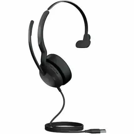Front. Jabra - Jabra Evolve2 50 Headset - Microsoft Teams Certification - Mono - USB Type C, USB Type A - Wired/Wireless - Bluetooth - Blue.