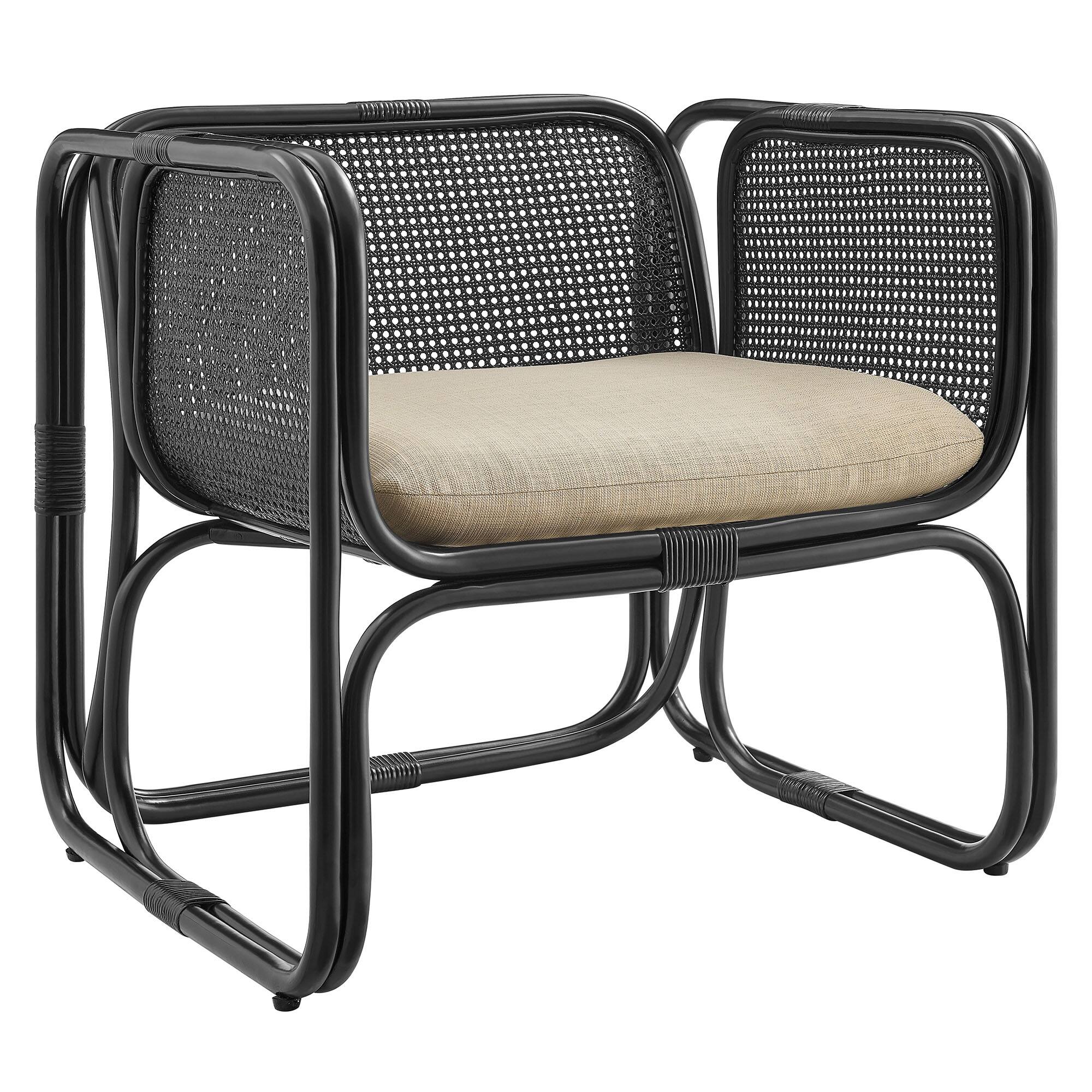 Angle. Modway - Ellis Natural Rattan Accent Armchair by Modway - Black.