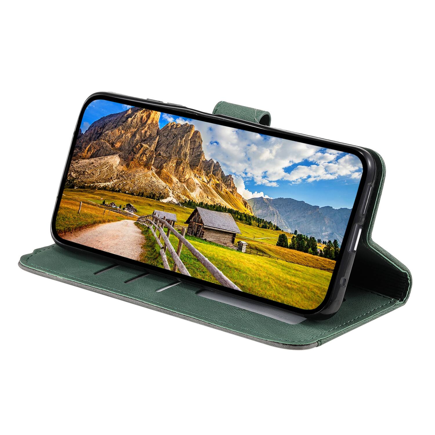 Alt View 2. Dteck - Wallet Case for Apple iPhone Air 2025,Vintage PU Leather Flip Card Holder Kickstand Magnetic Closure Phone Cover - Green.
