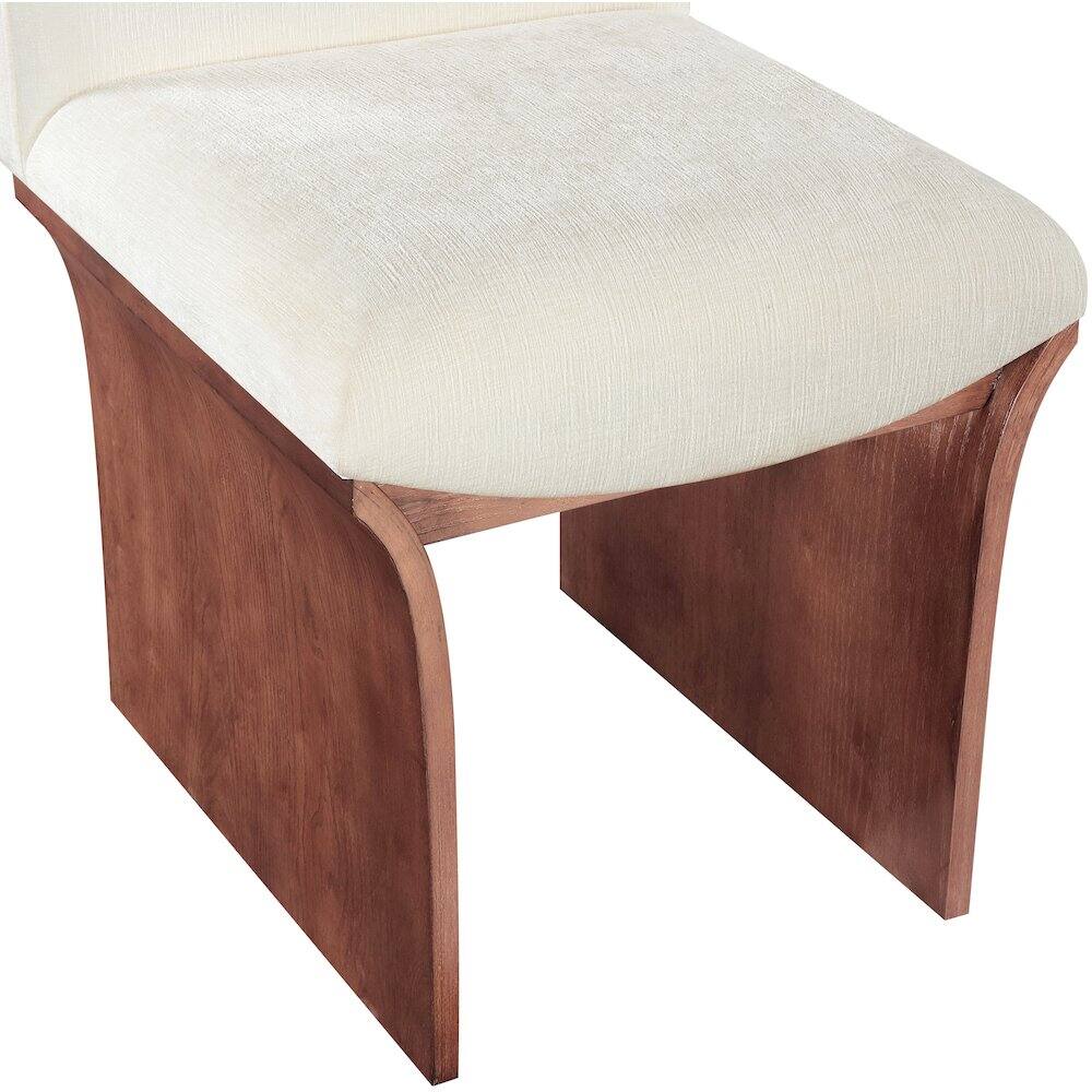 Alt View 4. Meridian Furniture - Shaw Cream Chenille Fabric Upholstered Dining Chair - Brown.
