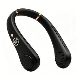 PRIMEPLUS - 1500mAh Rechargeable Wearable Neck Fan, Bladeless Hands-Free Portable Hanging Fan for Outdoor & Gift - Black