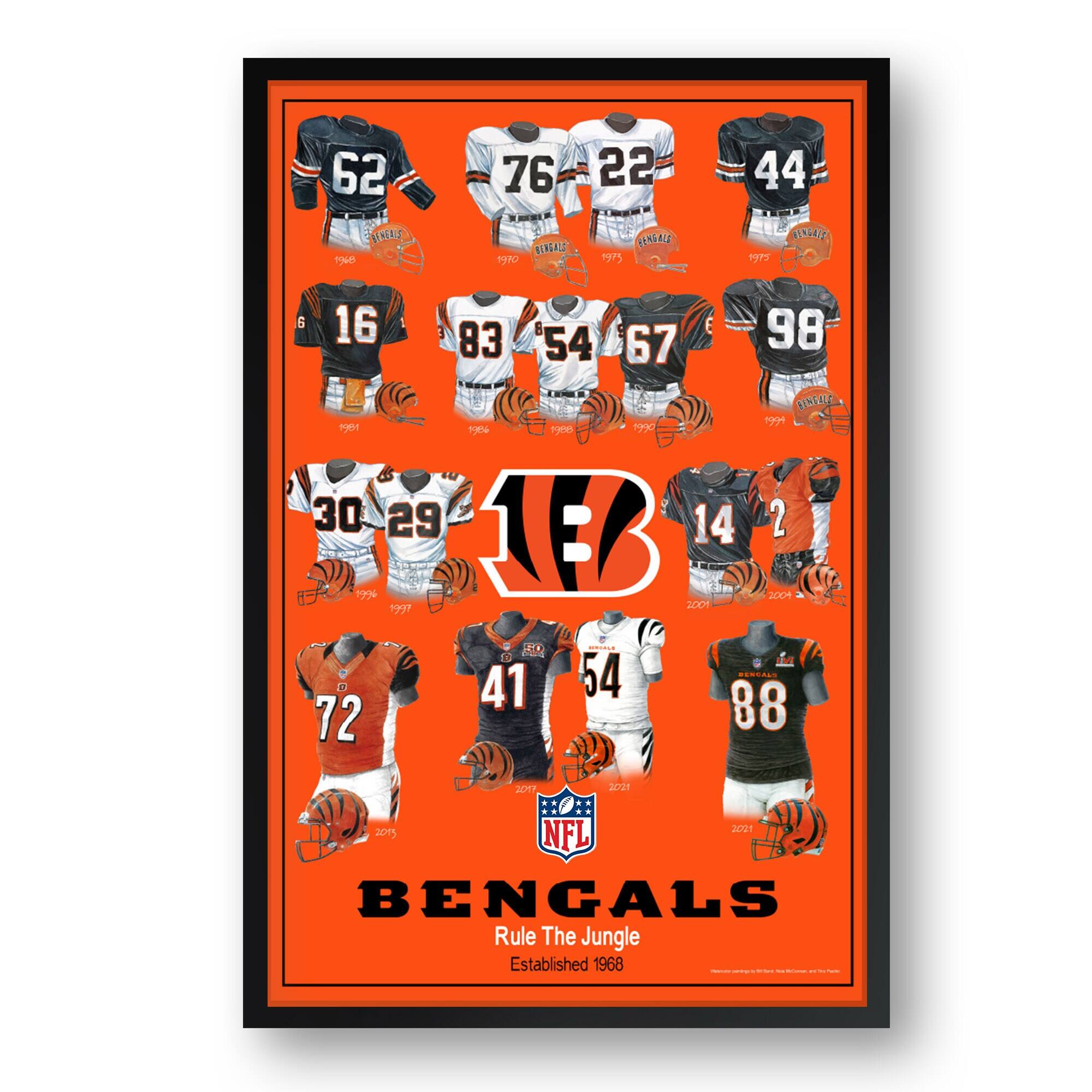Cincinnati Bengals 14" x 20" Uniform Heritage Framed Art Print
