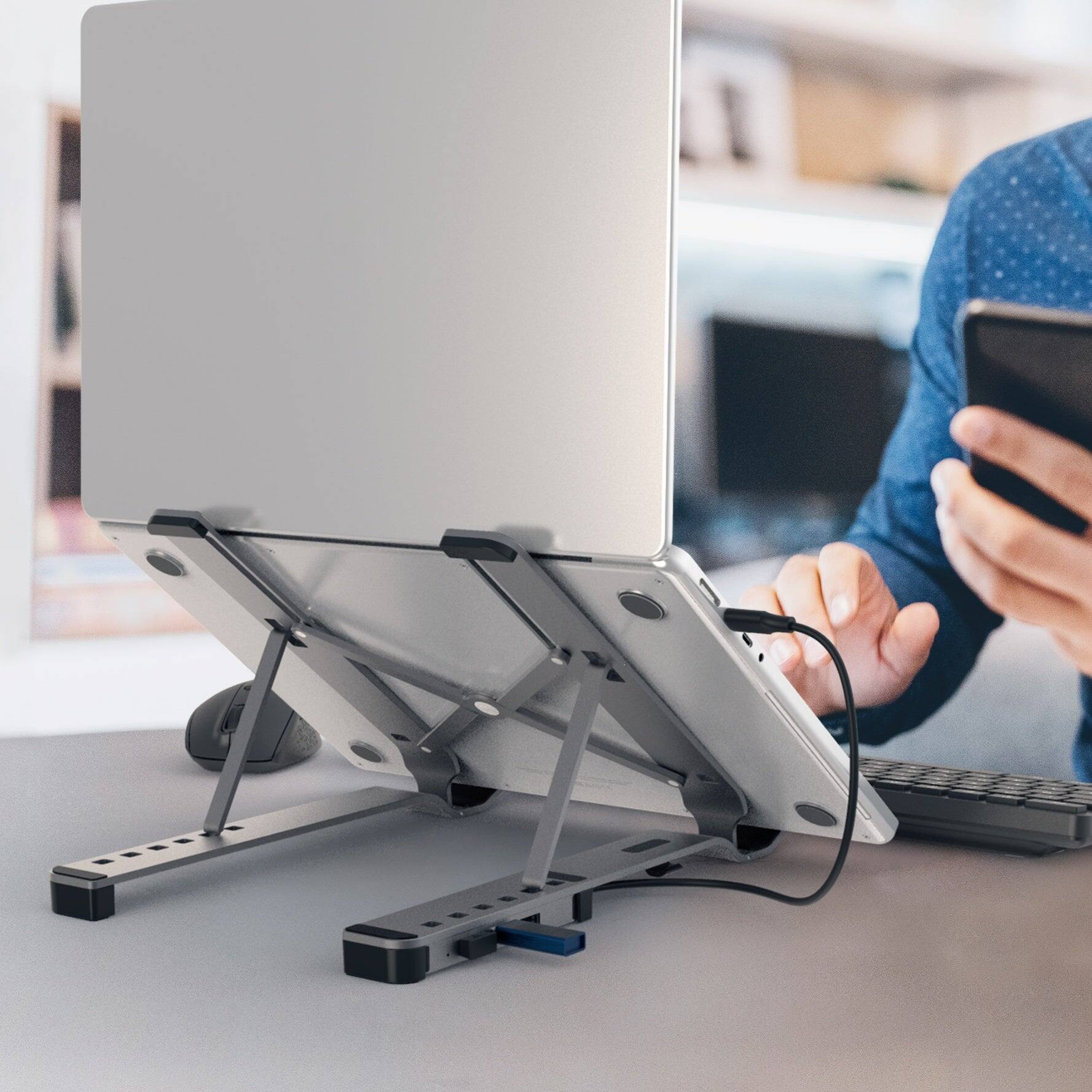 Alt View 2. j5create - Laptop Stand with USB 4-Port Hub - Space Gray.