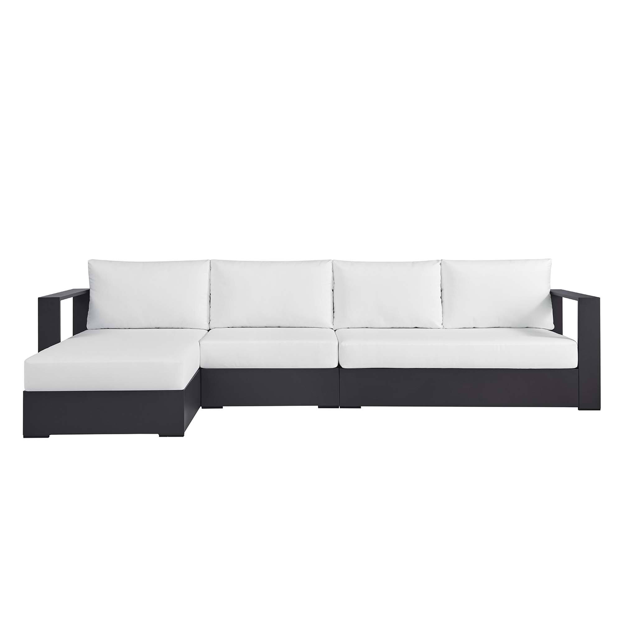 Alt View 2. Modway - Tahoe 3-Piece Outdoor Powder-Coated Aluminum Left-Facing Chaise Sectional Sofa Set - Gray White.