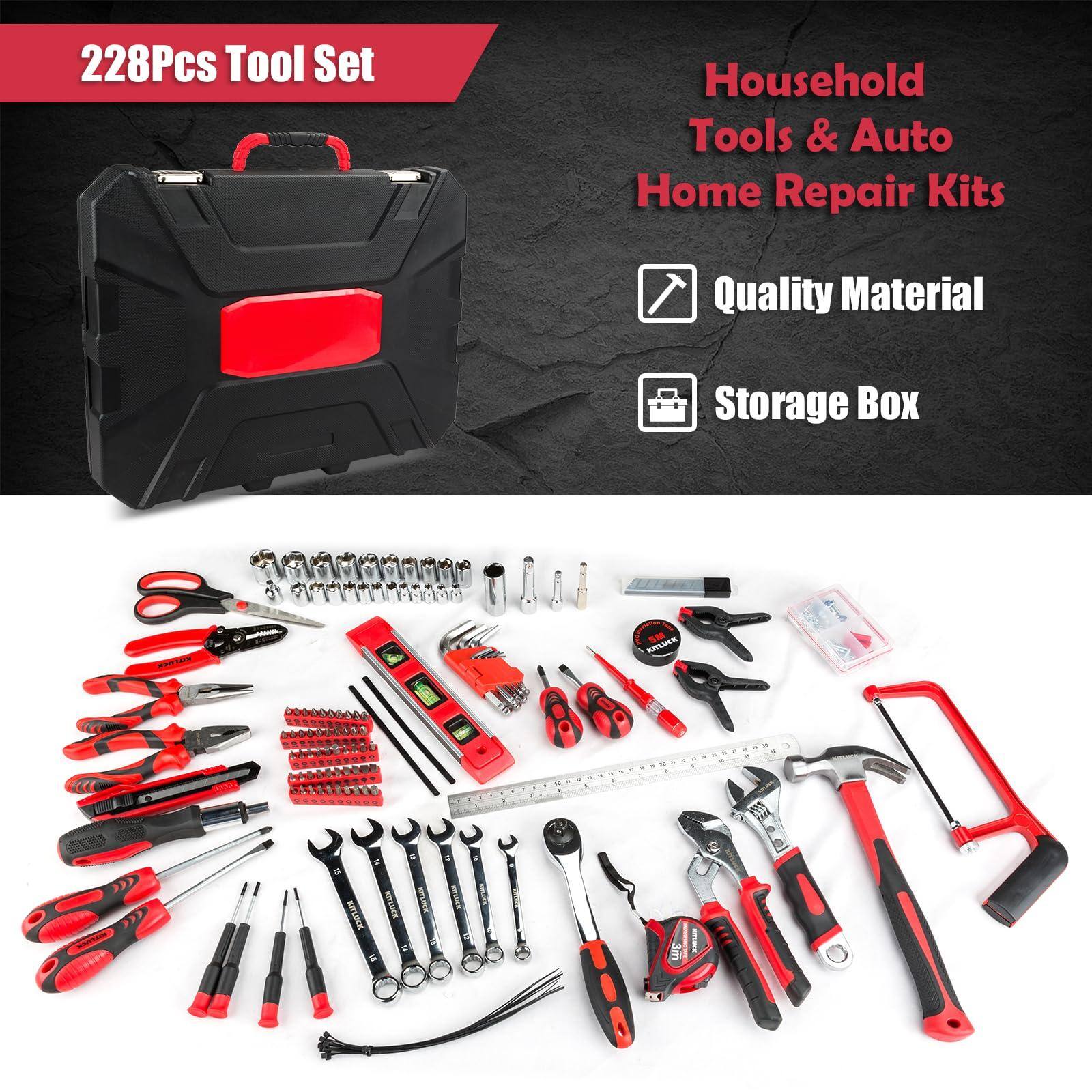 228Pcs Tool Set  
Household Tools & Auto Home Repair Kits  
Quality Material  
Storage Box