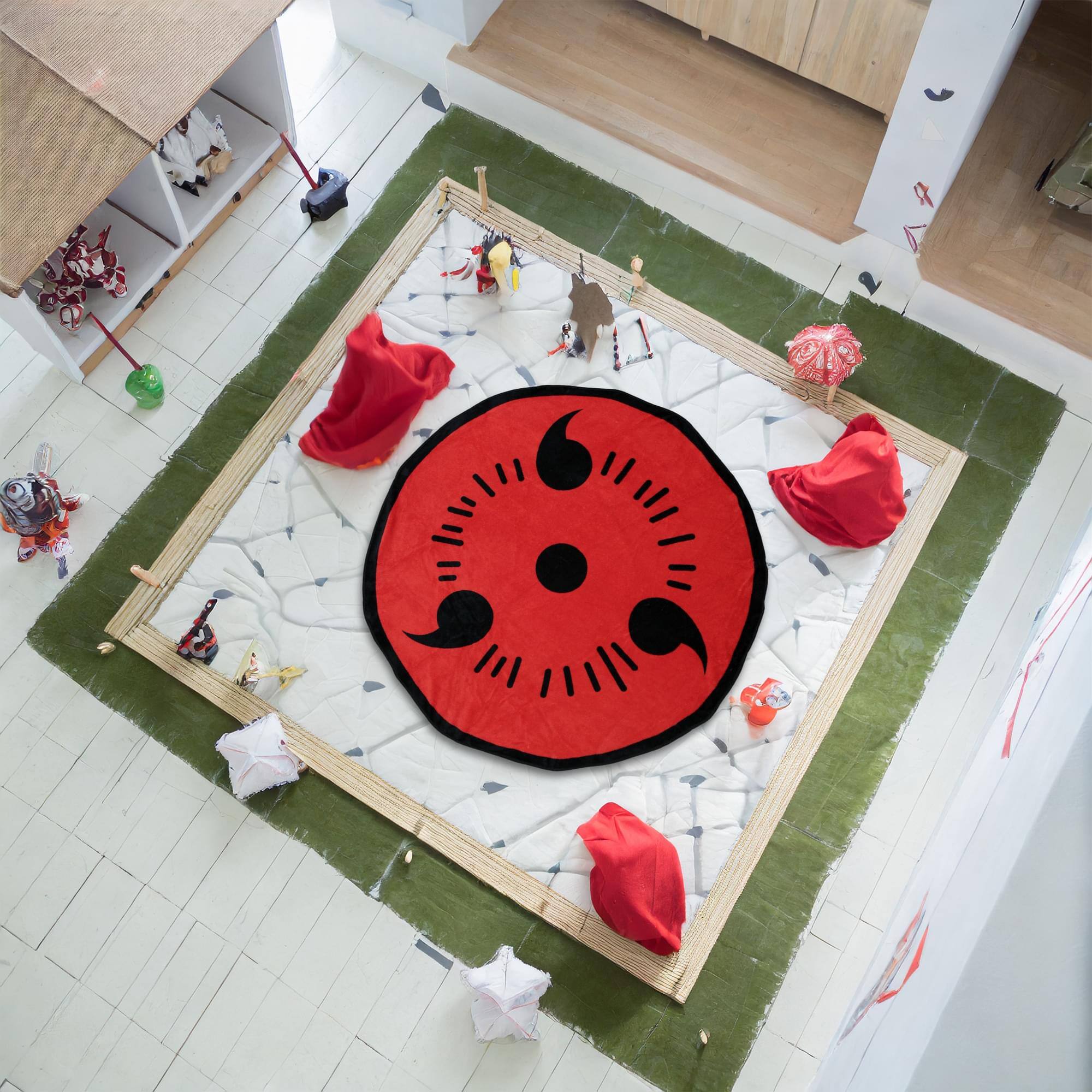 Alt View 10. Just Funky - Naruto Shippuden Sharingan 48 Inch Round Fleece Throw Blanket - Red.