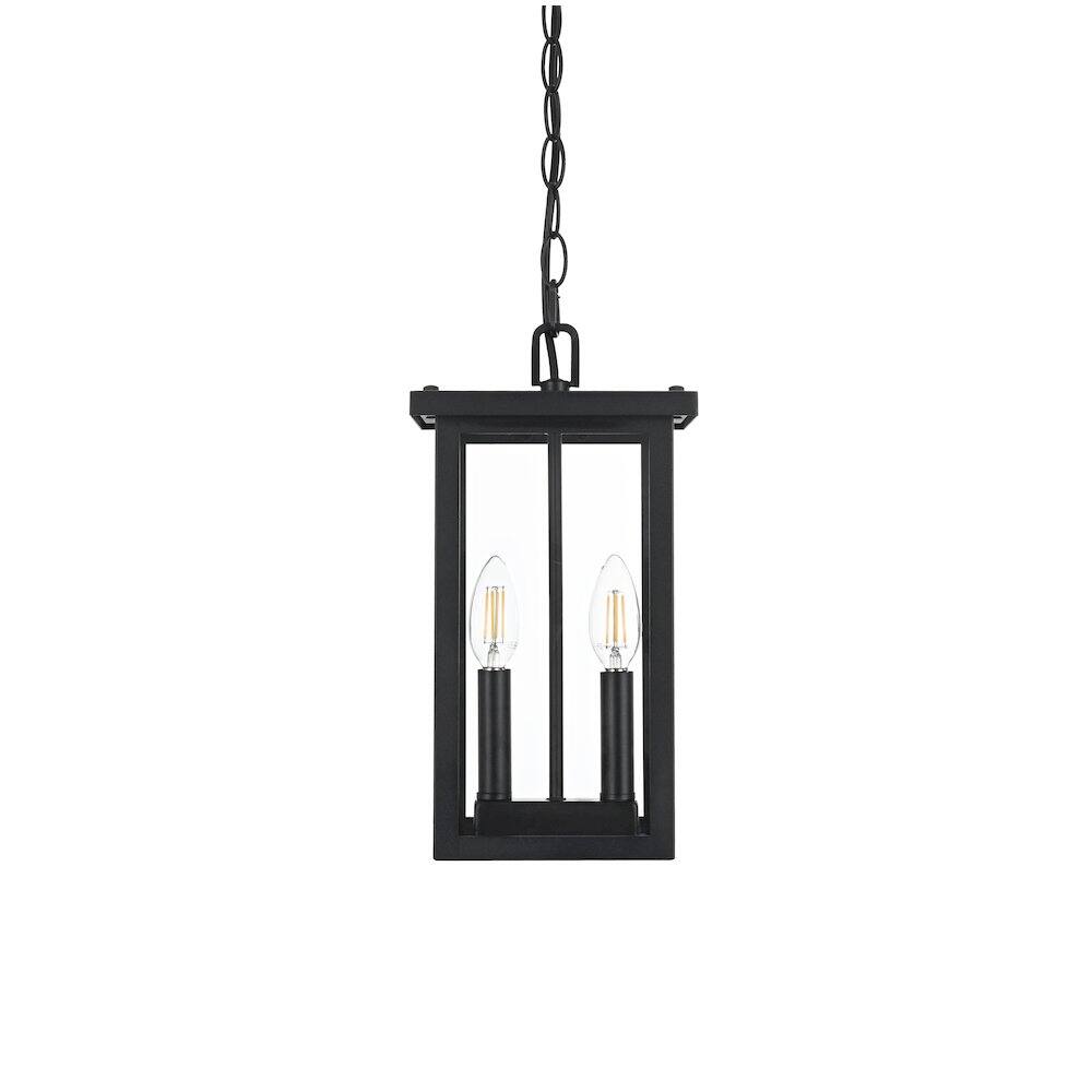 Left. Elegant Lighting - Venango 7 inch Outdoor Pendant in Black - Black.