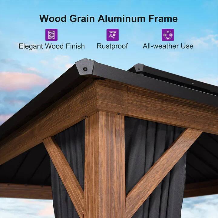 Wood Grain Aluminum Frame  
Elegant Wood Finish  
Rustproof  
All-weather Use