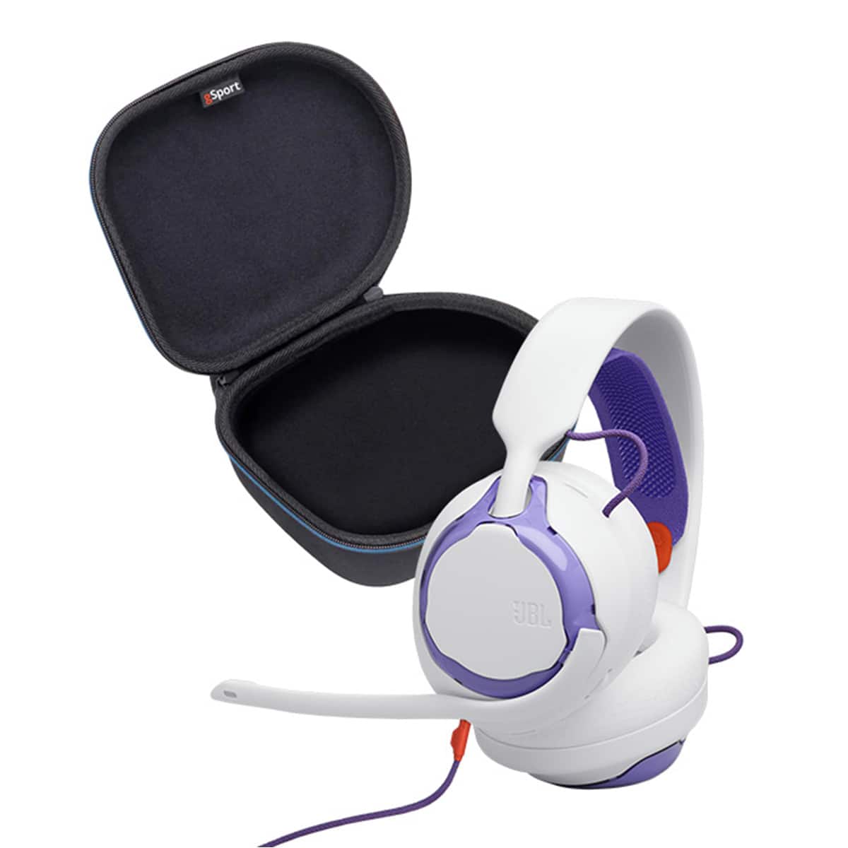 JBL - Quantum 250 Wired Over-Ear Gaming Headset Bundle with gSport Case - White