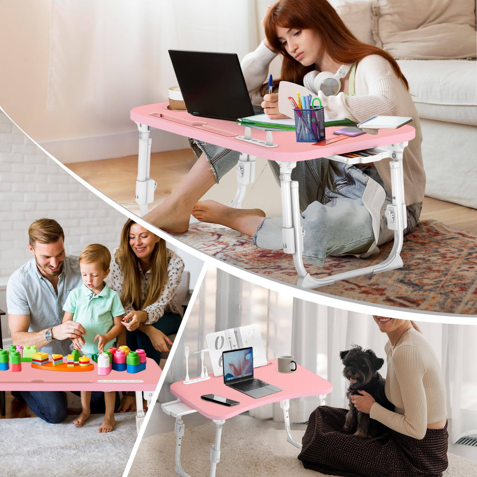 Alt View 3. Stylel Star - Lap Desk For Bed Adjustable Height Foldable Table With Storage Drawer Tablet Slot Cup Holder Portable Laptop Stand Sofa.