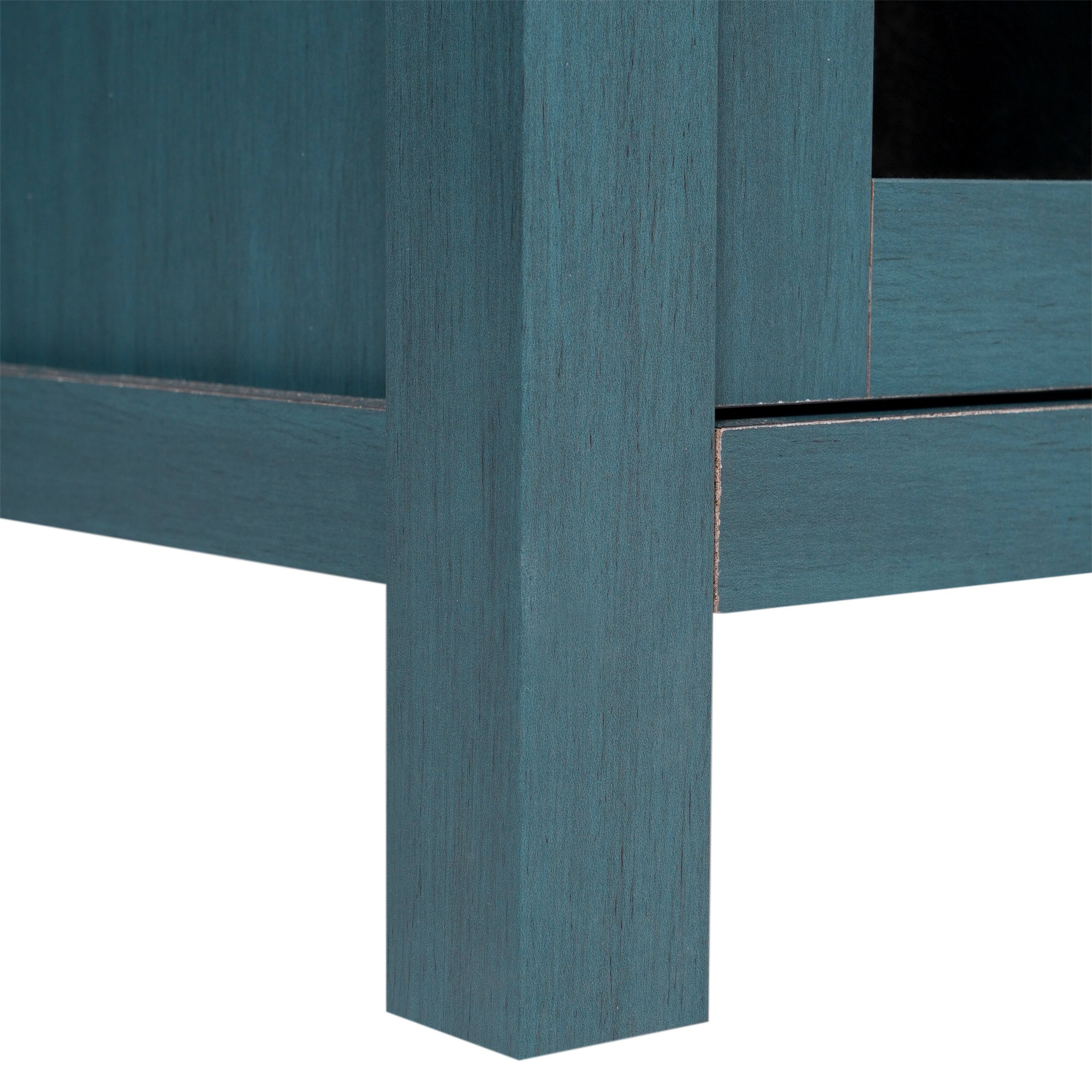Alt View 9. Emma + Oliver - Engineered Wood Buffet Cabinet w/ Storage, 2 Drawers, 2 Glass Doors - Teal.