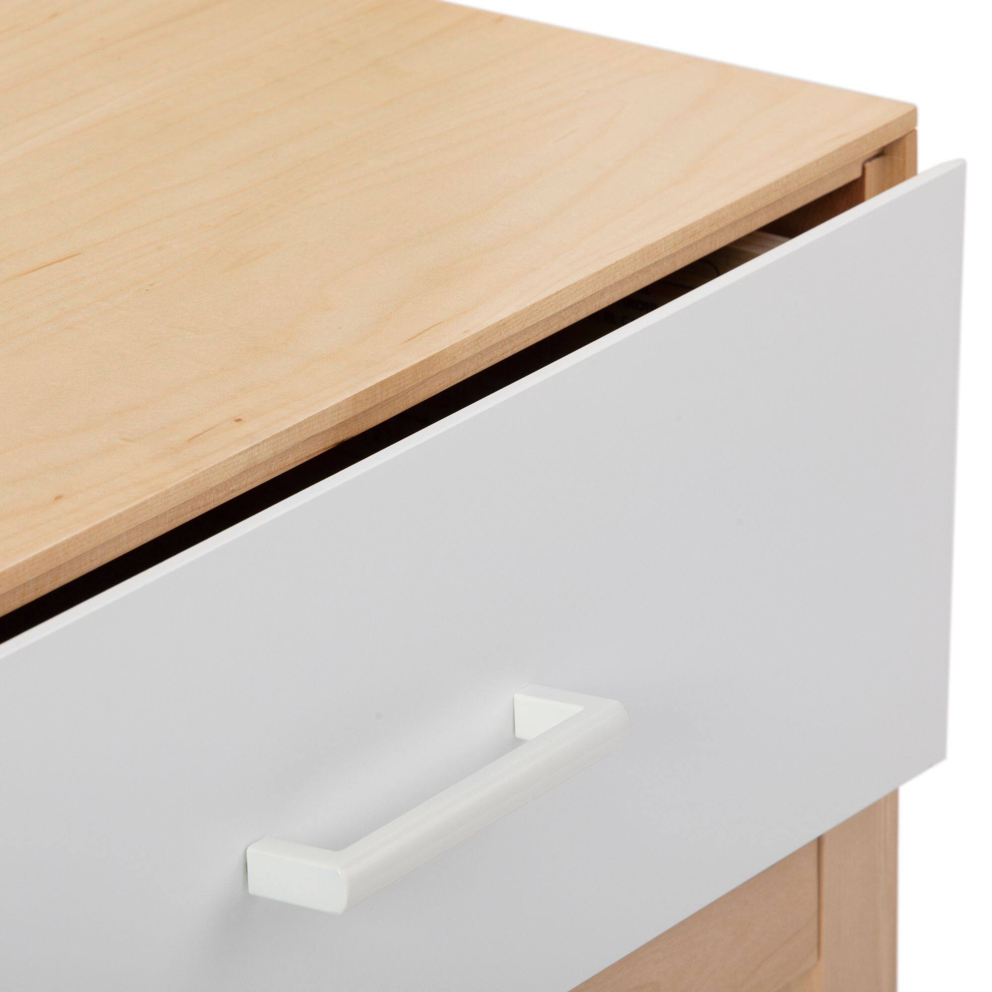 Alt View 4. Plank+Beam - Duo 1 Drawer Nightstand, White/Birch - White/Birch.