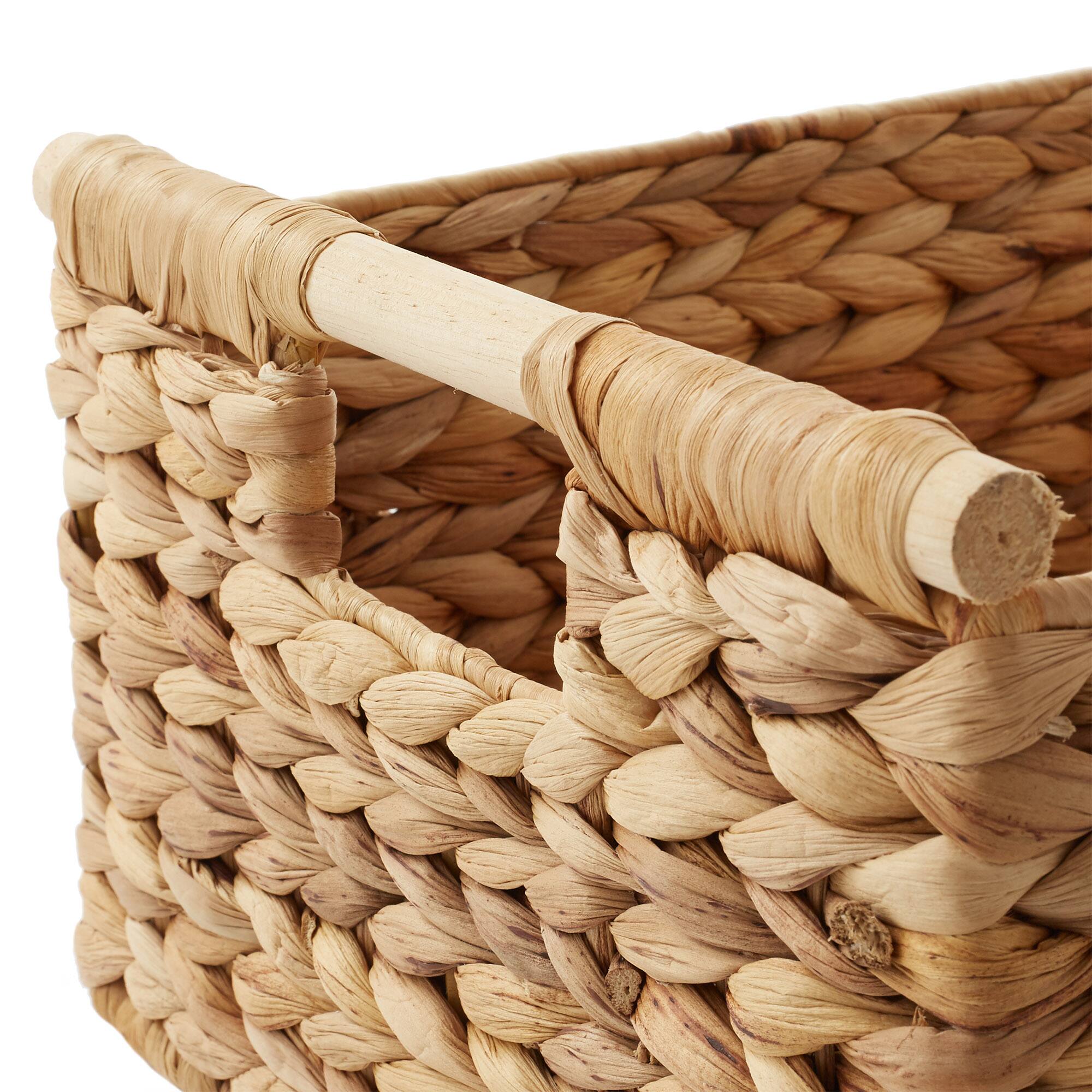Alt View 4. Casafield - 3pk Hyacinth Storage Baskets with Wooden Handles - Small Medium Large - Natural - Hyacinth.
