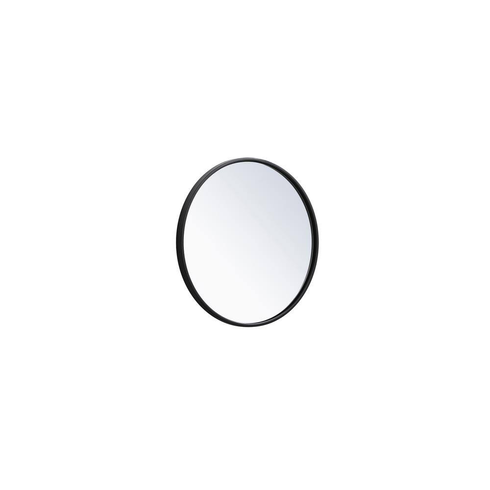 Angle. Elegant Decor - Metal frame round mirror 18 inch in Black - Black.