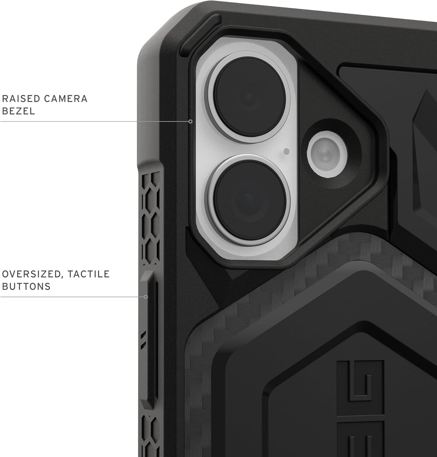 RAISED CAMERA BEZEL

OVERSIZED, TACTILE BUTTONS