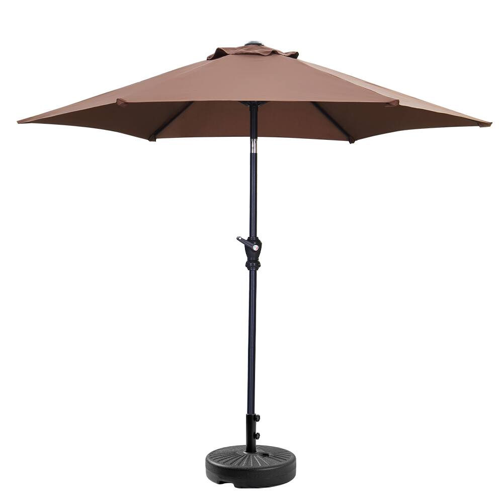 Back. Ainfox - Ainfox 7.5ft Patio Umbrella With Round umbrella base - Coffee.
