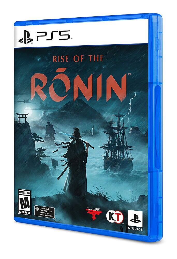 PS5. RISE OF THE RONIN MATURE 17+ M ESRB Internet and PlayStation Plus Required for Online Multiplayer Tum NINJA KT STUDIOS.