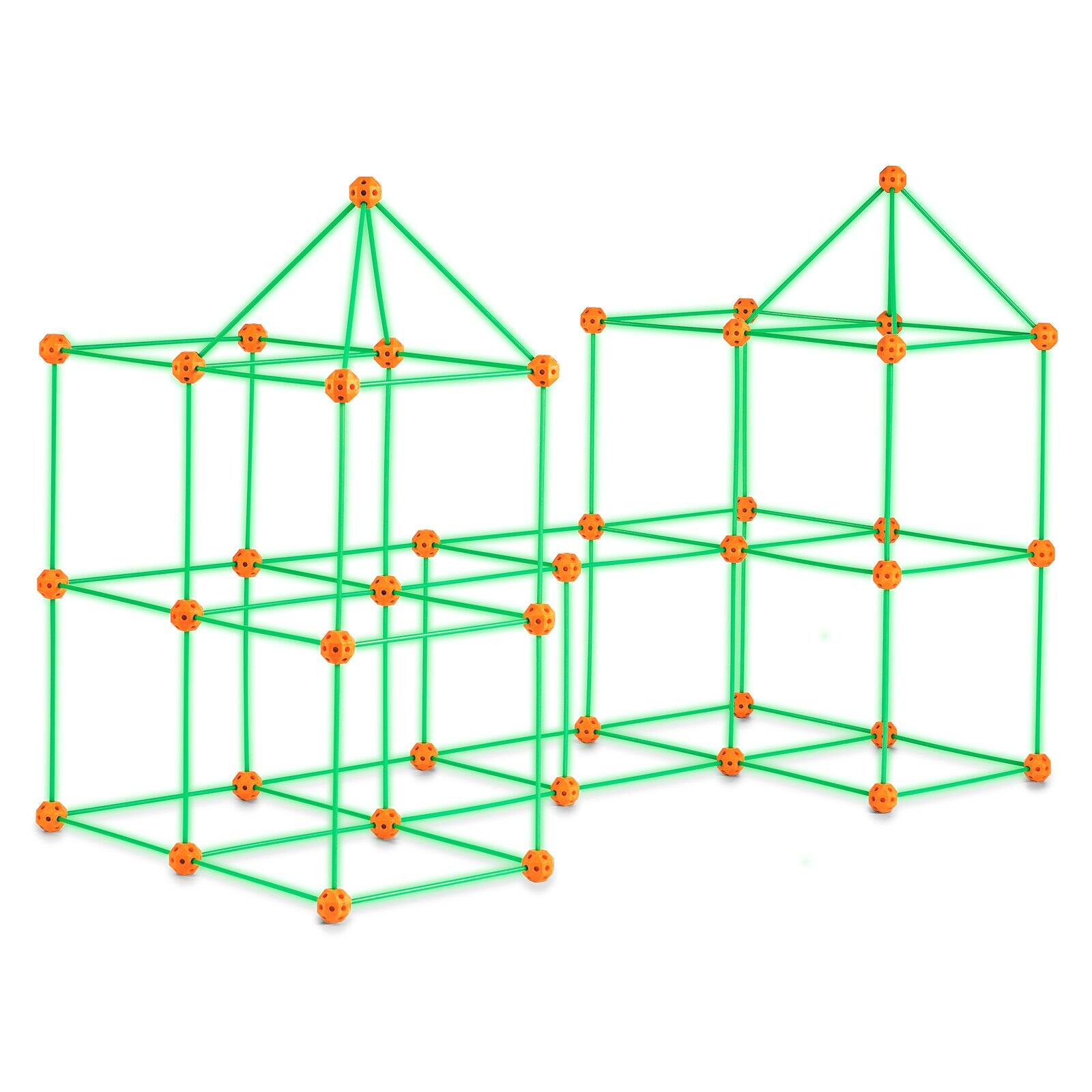 Alt View 9. Glintex - Fort Building Kit for Kids 140PCS Glow in Dark STEM Construction Toy Set Indoor Outdoor Tent Gift Ages 4-8.