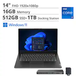 Lenovo - V14 G4 14" FHD 2025 Laptop Intel Core i7-13620H 16GB RAM 512GB SSD for Home and Business - Black