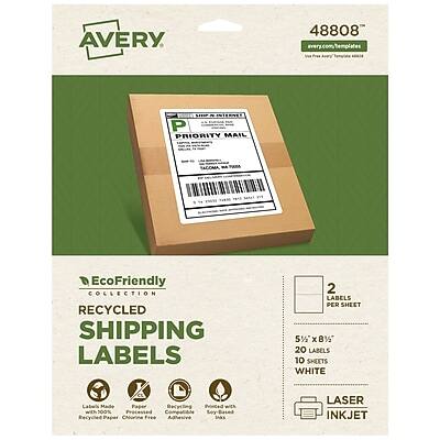 Avery - EcoFriendly Shipping Labels, Matte 5-1/2" x 8-1/2", Laser/Inkjet, 2 Labels/Sheet, 20 Labels Total - White