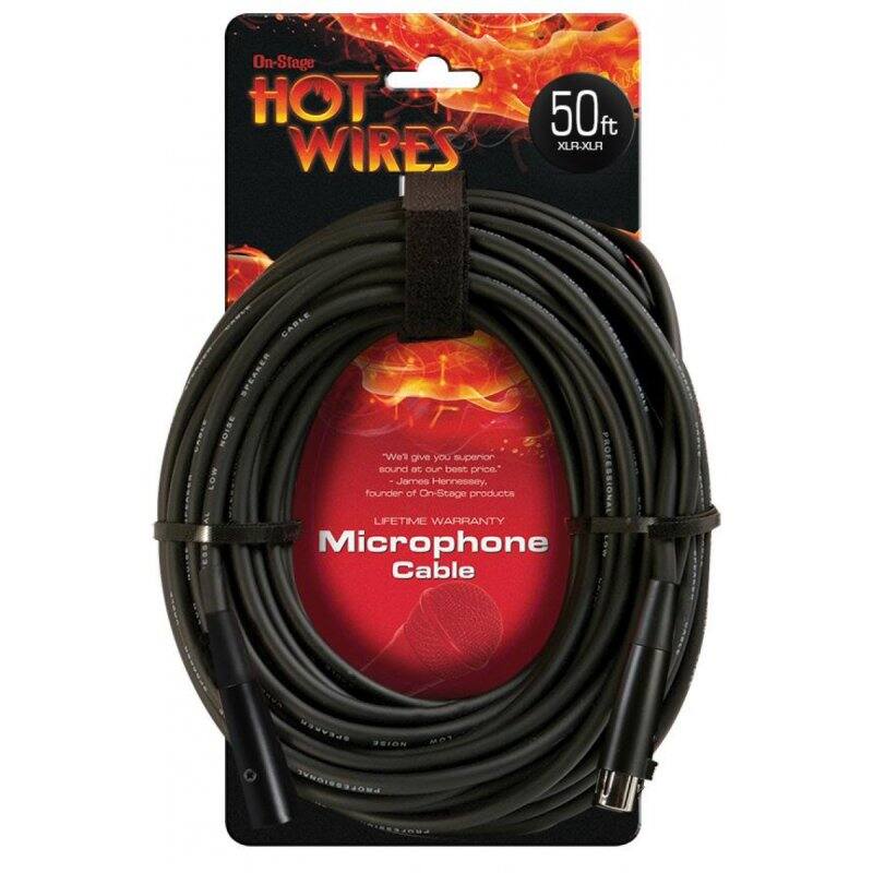 On-Stage HOT WIRES 50 ft XLR-XLR CABLE SPEAKER NOISE We'll give you superior sound at our best price. PROFESSIONAL LOW James Hennessey, founder of On-Stage products LIFETIME WARRANTY Microphone Cable SPEAKER NOISE PROFESSIONAL